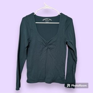 🤍 Aeropostale XL Seriously Soft Sculpt Long Sleeve - Ribbed Crop Teal Turquoise